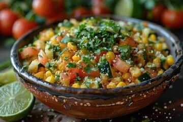 "Healthy calabacitas Mexican dish made with fresh vegetables and spices"