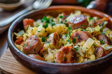 "Quick cabbage and sausage recipe with tender sausage and vegetables"