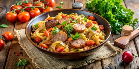 "Comforting cabbage and sausage recipe with savory sausage and cabbage"