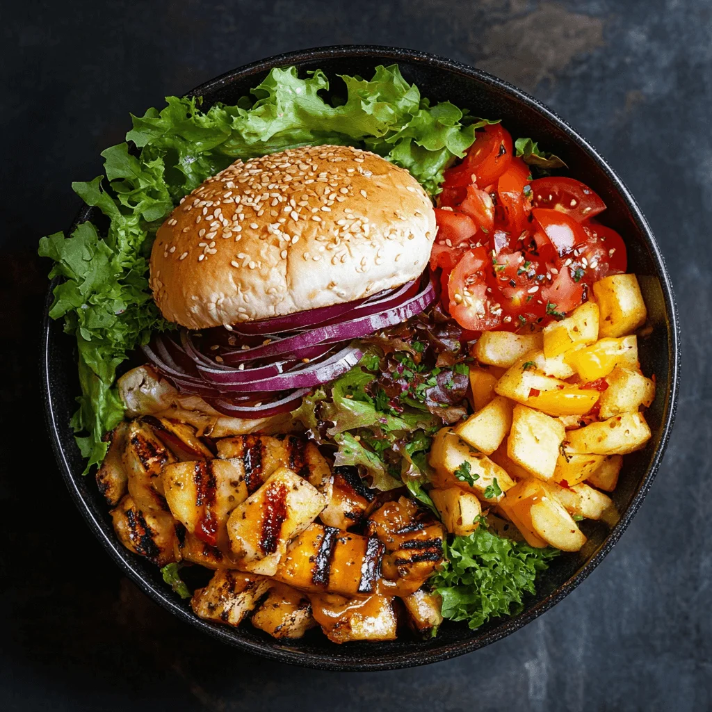 "Healthy Burger Bowl with Fresh Ingredients"