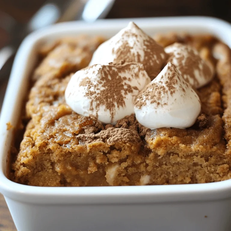 Freshly baked pumpkin dump cake with a golden brown crumbly topping