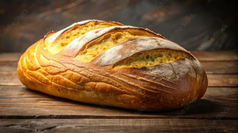 "Golden Italian bread recipe loaf with a rustic texture."