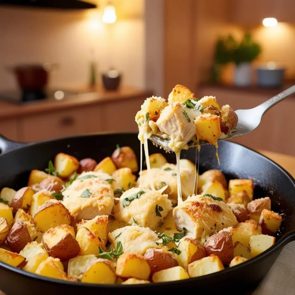 garlic parmesan chicken and potatoes