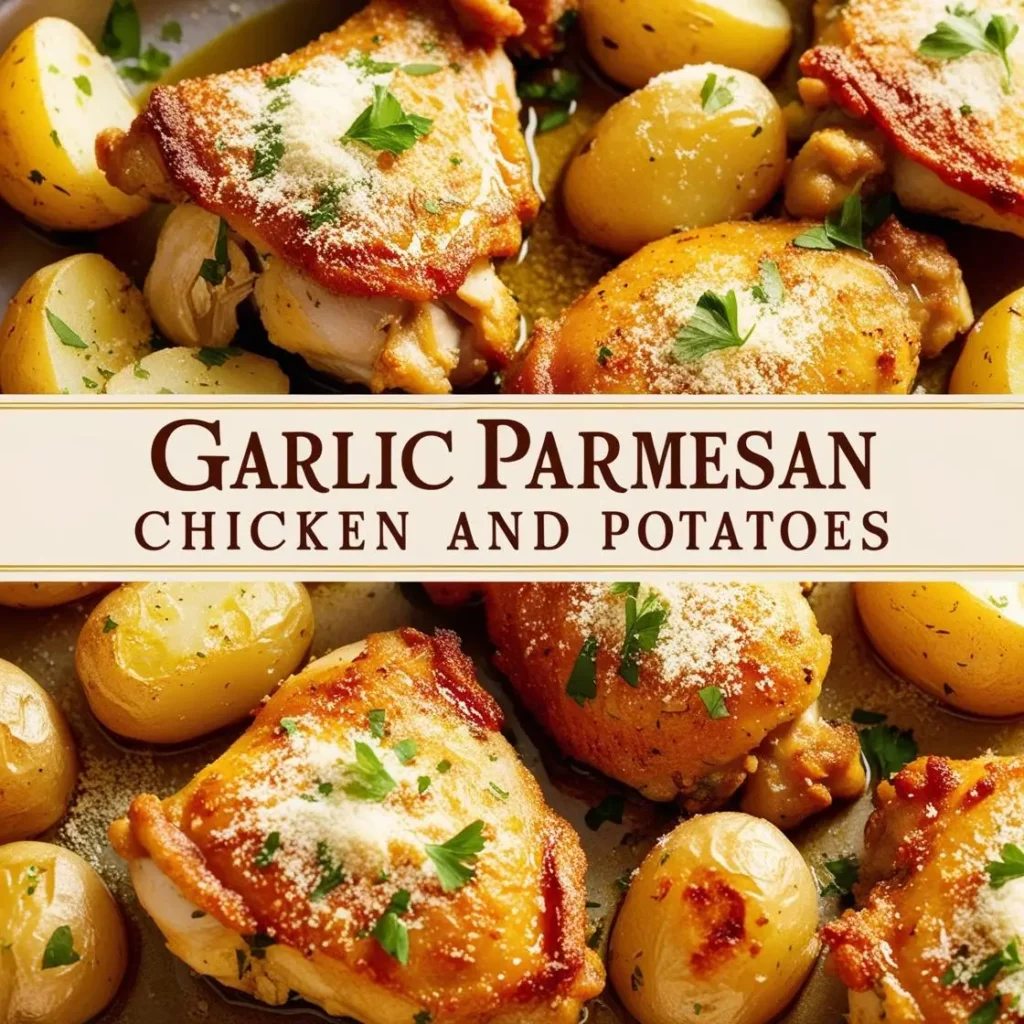 garlic parmesan chicken and potatoes