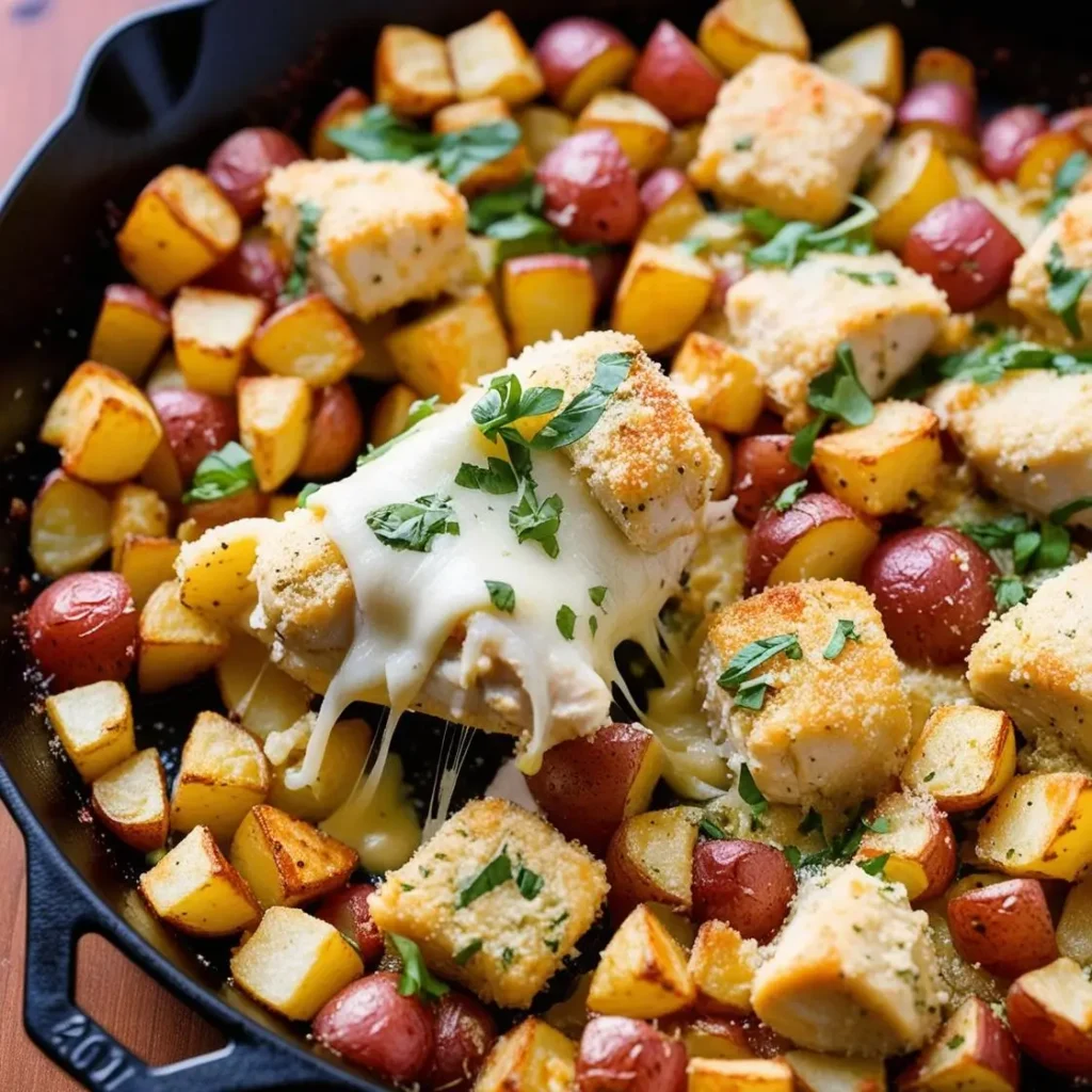 garlic parmesan chicken and potatoes