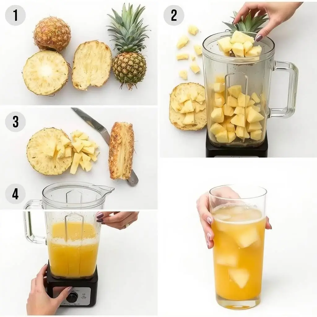 "Tropical pineapple juice served in mason jars with summer beach setting"