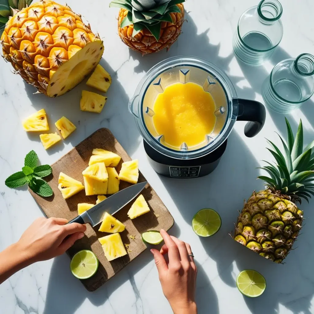 "Pineapple juice health benefits showing vitamin C and bromelain content"