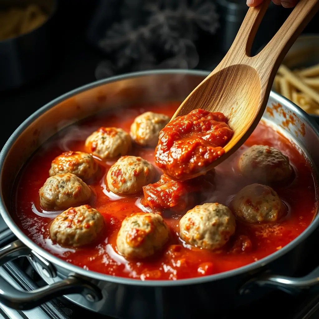 "Raw meatballs on baking sheet ready for oven cooking"